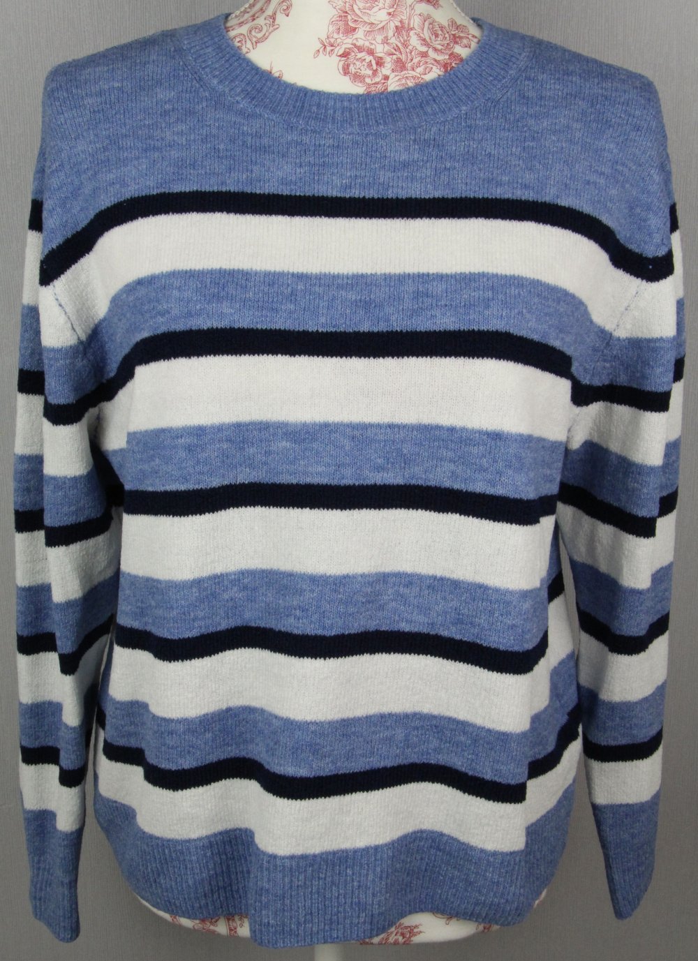 Pulli Größe Gr S 36 38 Pullover blau schwarz weiß Streifen Sweater 