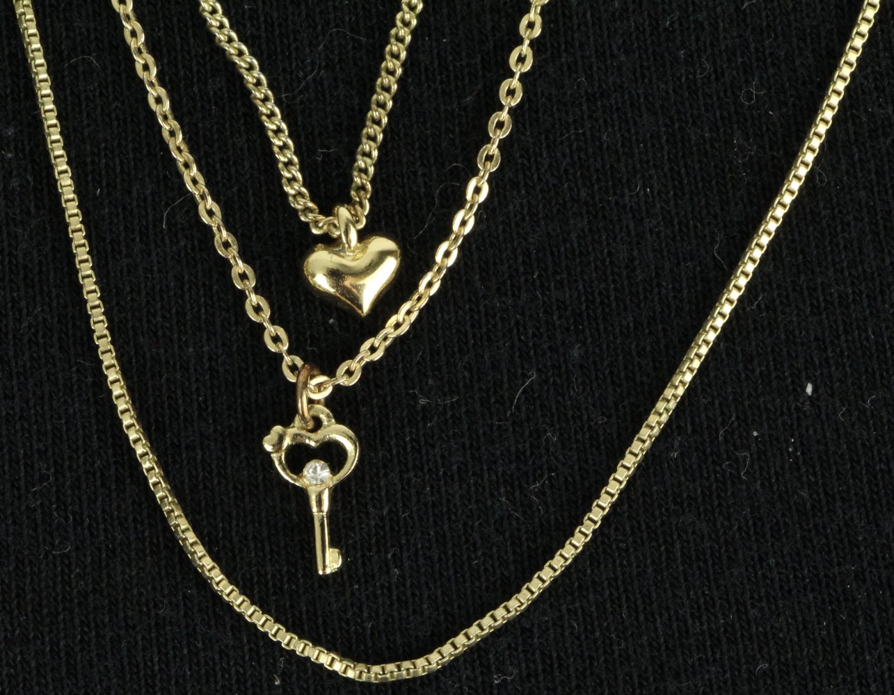 Doppelkette kette doppelt goldfarben gold Herzanhänger herz anhänger Schlüssel Modeschmuck schmuck