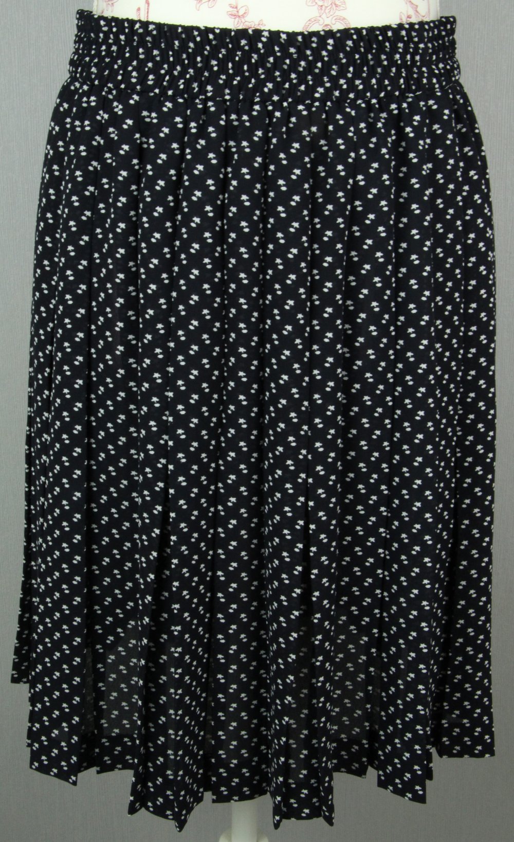 dame damen mädchen  Plisseerock Plissee rock Faltenrock #alten Größe 42 36 38 40 dunkelblau blau weiß schwarz print muster klein vintage