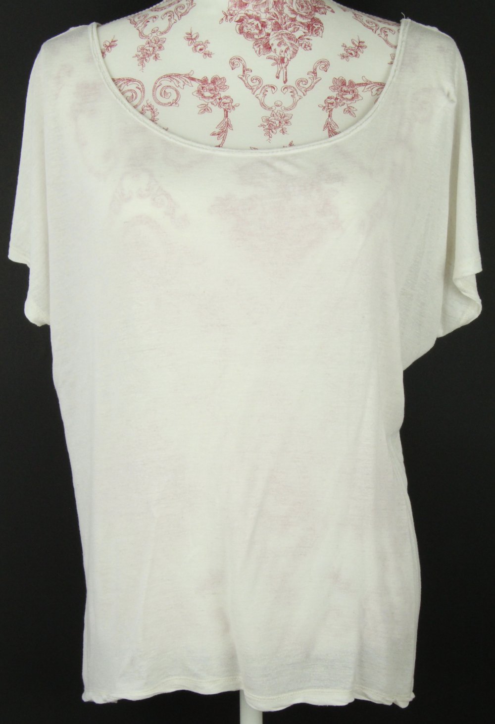 T-Shirt Größe L 36 38 40 creme beige weiß Sommertop lässig weit Top Sommer Gr Shirt Rücken