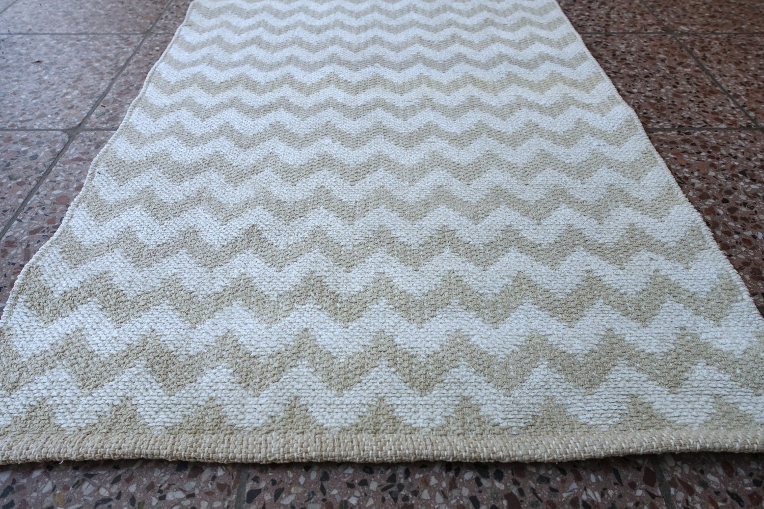 Teppich | Läufer, 1,39 x 0,69m, weiß, beige