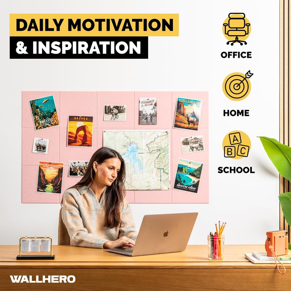 14x Filzfliesen Pinnwand | Wandfliesen aus Filz, rosa, grün ✮NEU✮