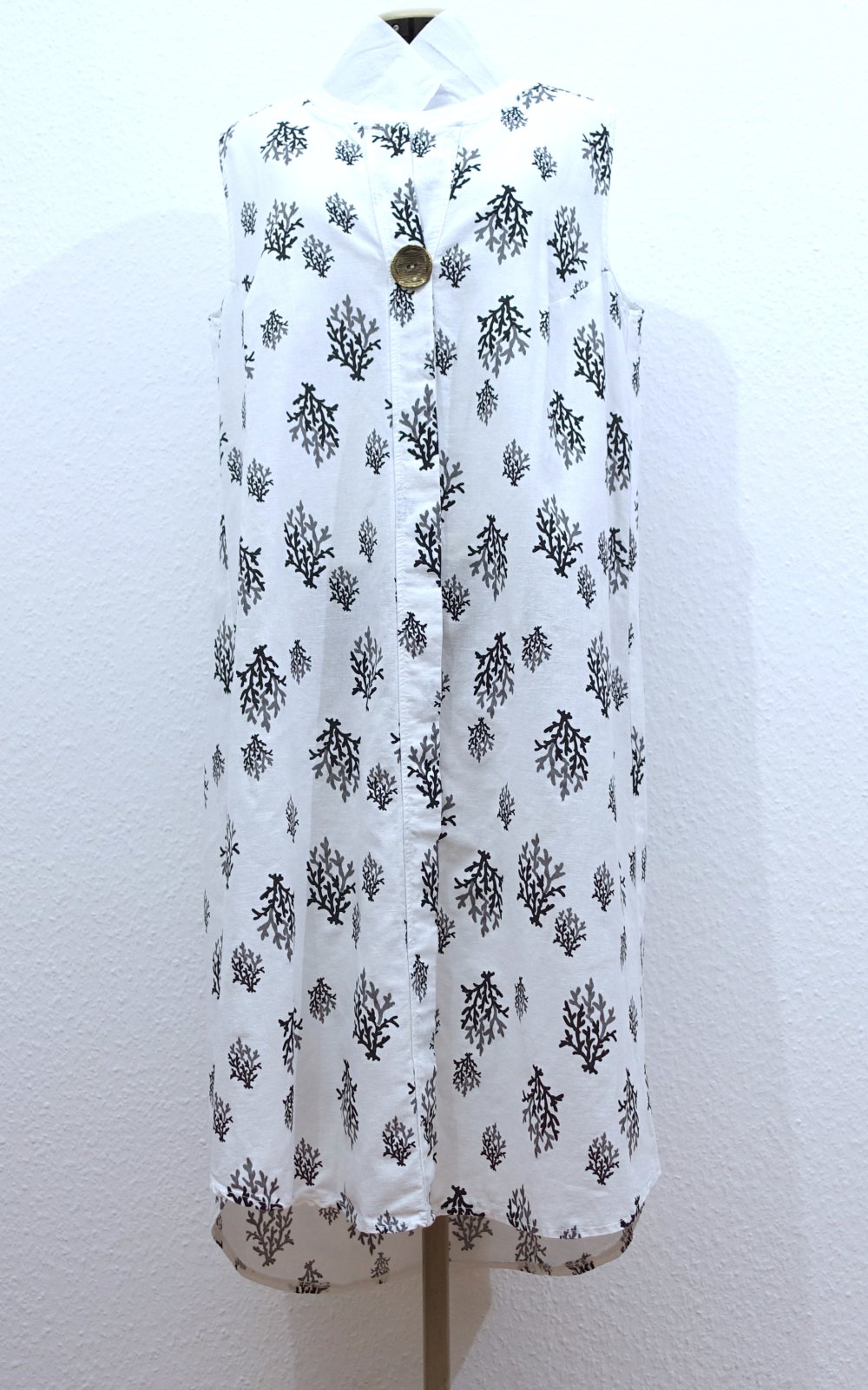 Kleid mit Korallenmuster, vokuhila, Leinen oder Baumwolle, 42/44