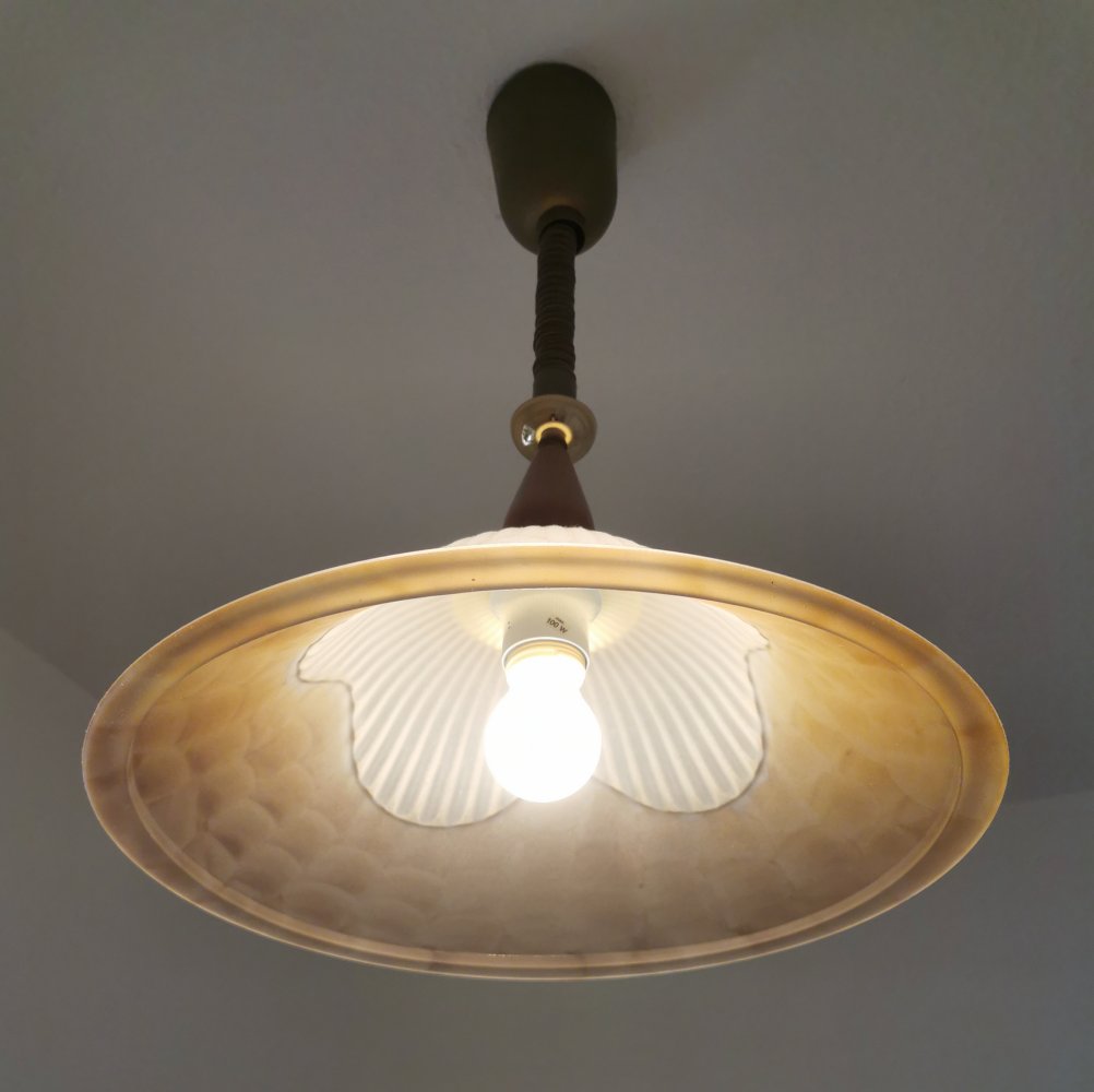 Lampenschirm | Deckenlampe | Hängelampe, Glas, Holz, verstellbar