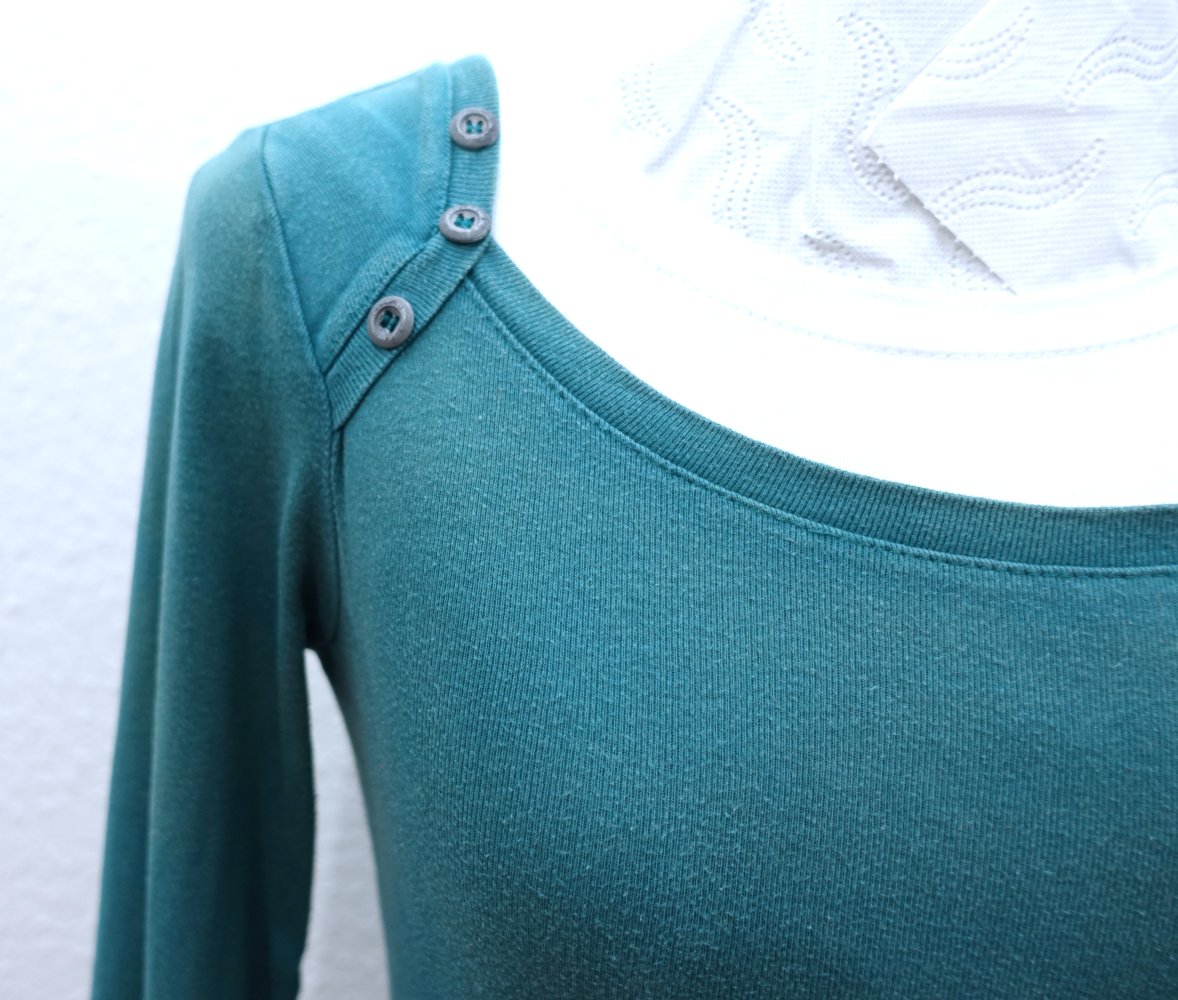 AJC Pullover mit 3/4-Ärmeln, Used/Distressed Look, petrol, Gr. 36