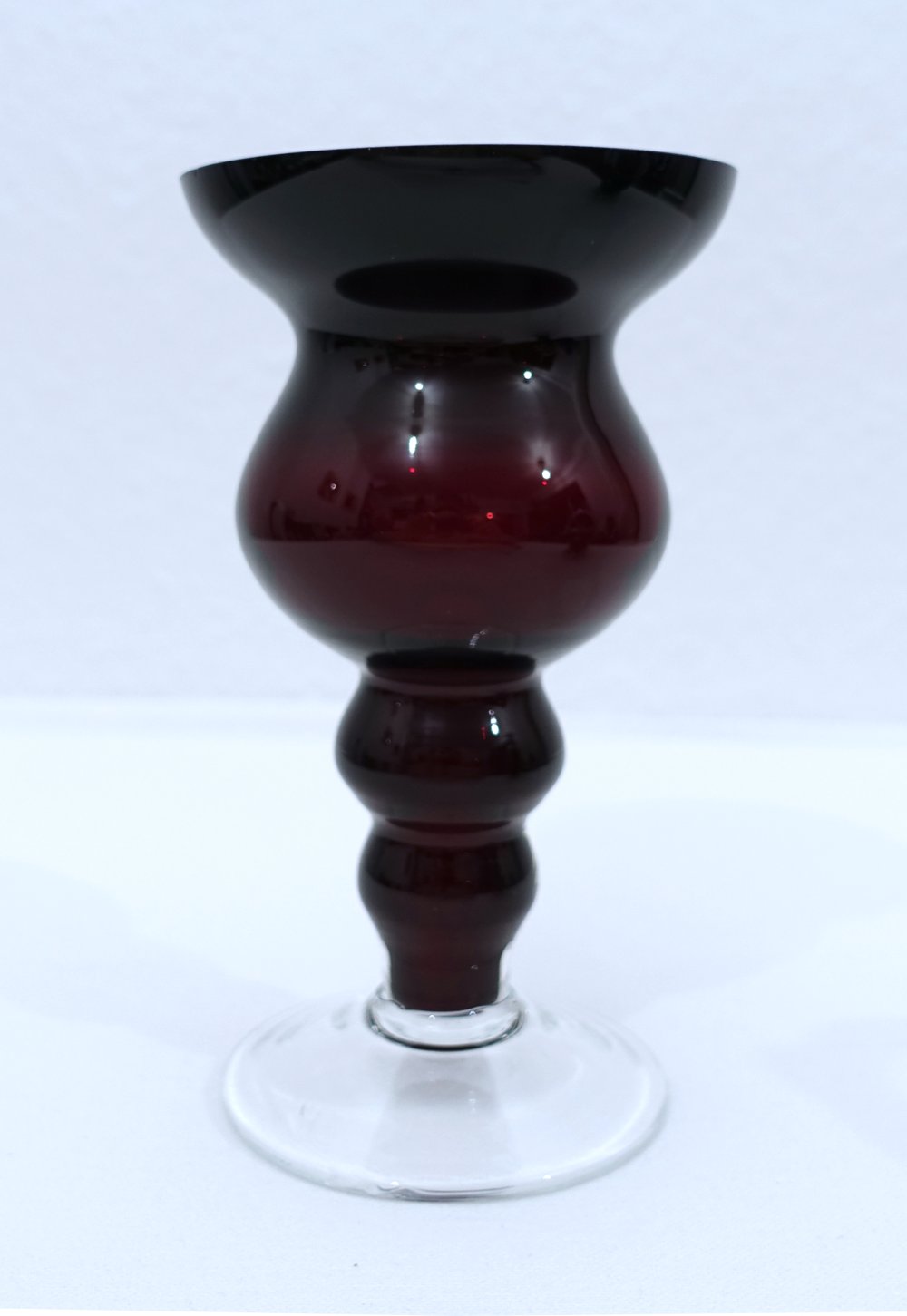 Körbchen + Vase | Kelch aus Glas, bordeauxrot, blutrot