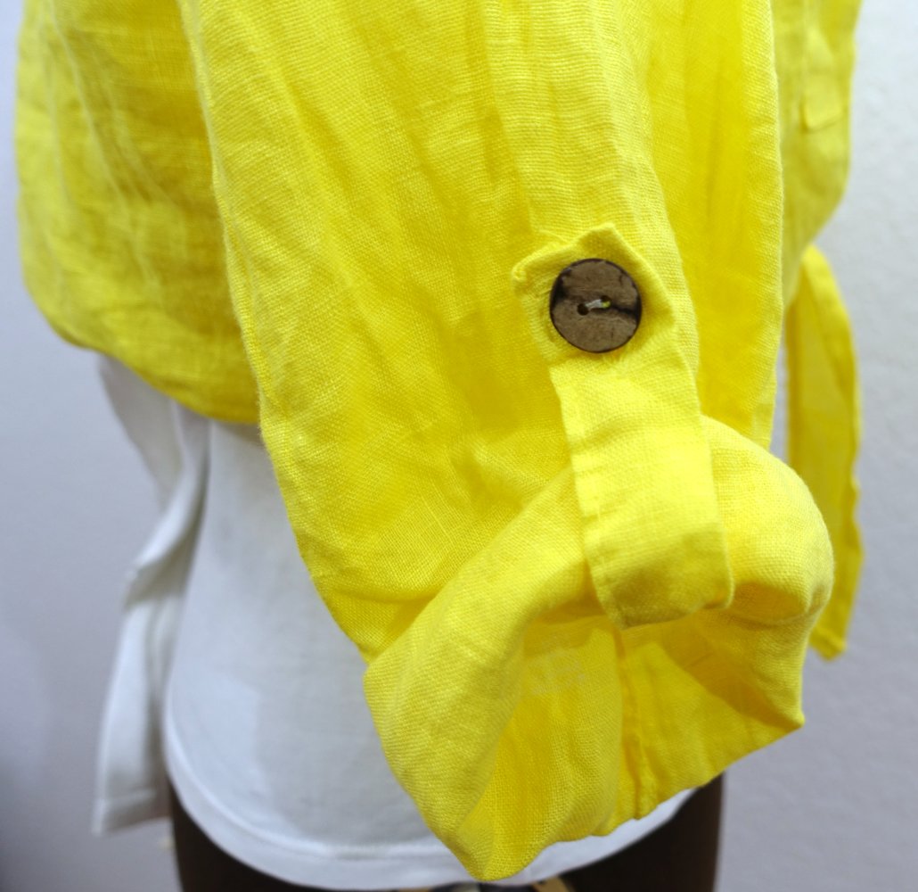 Leinenbluse mit Holzknöpfen, gelb, Größe 36/38 ✮NEU✮
