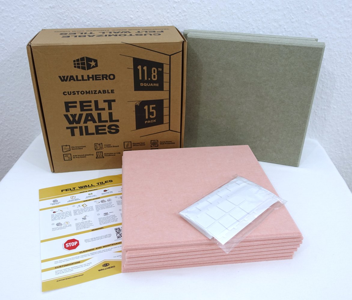14x Filzfliesen Pinnwand | Wandfliesen aus Filz, rosa, grün ✮NEU✮