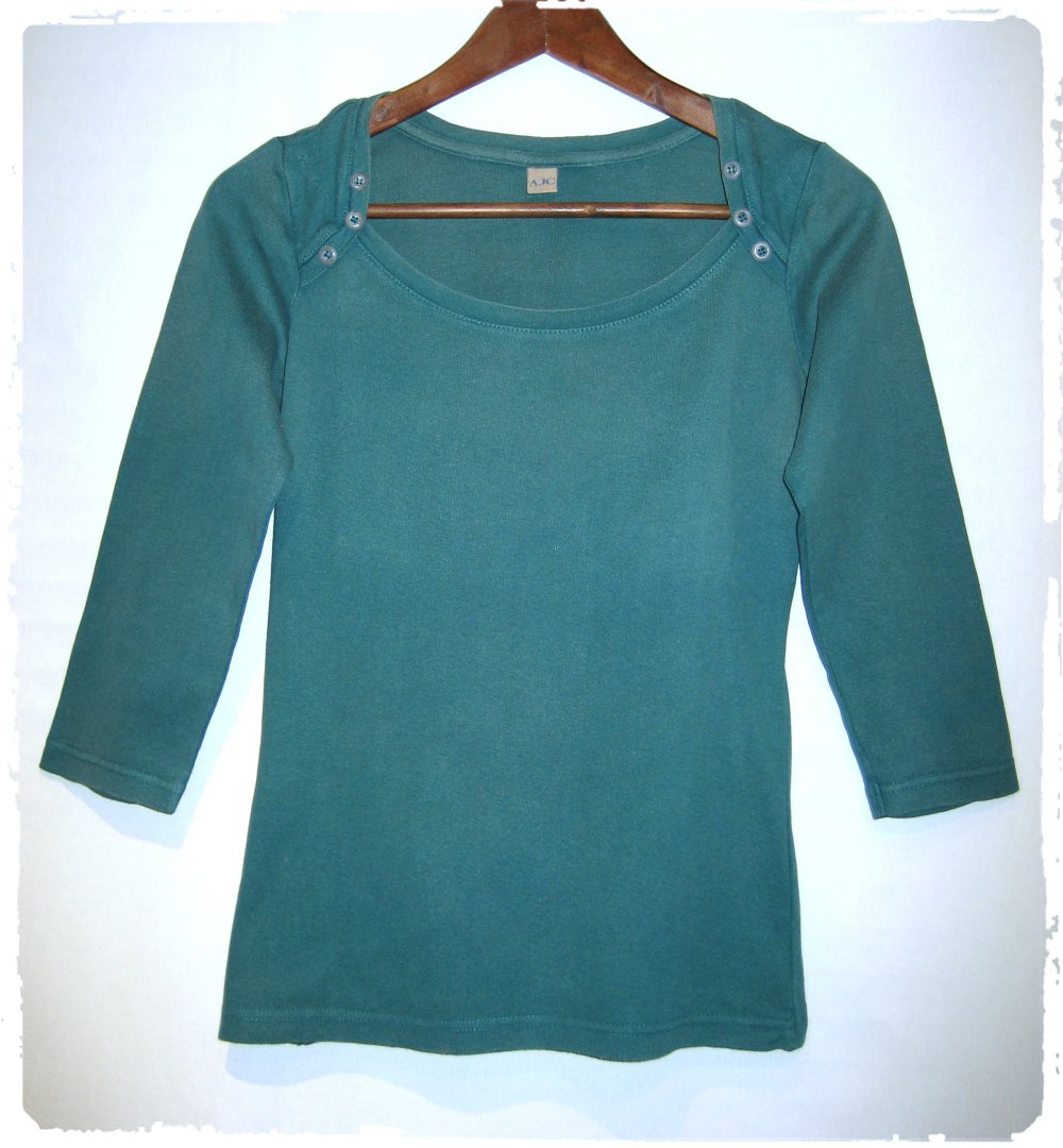 AJC Pullover mit 3/4-Ärmeln, Used/Distressed Look, petrol, Gr. 36