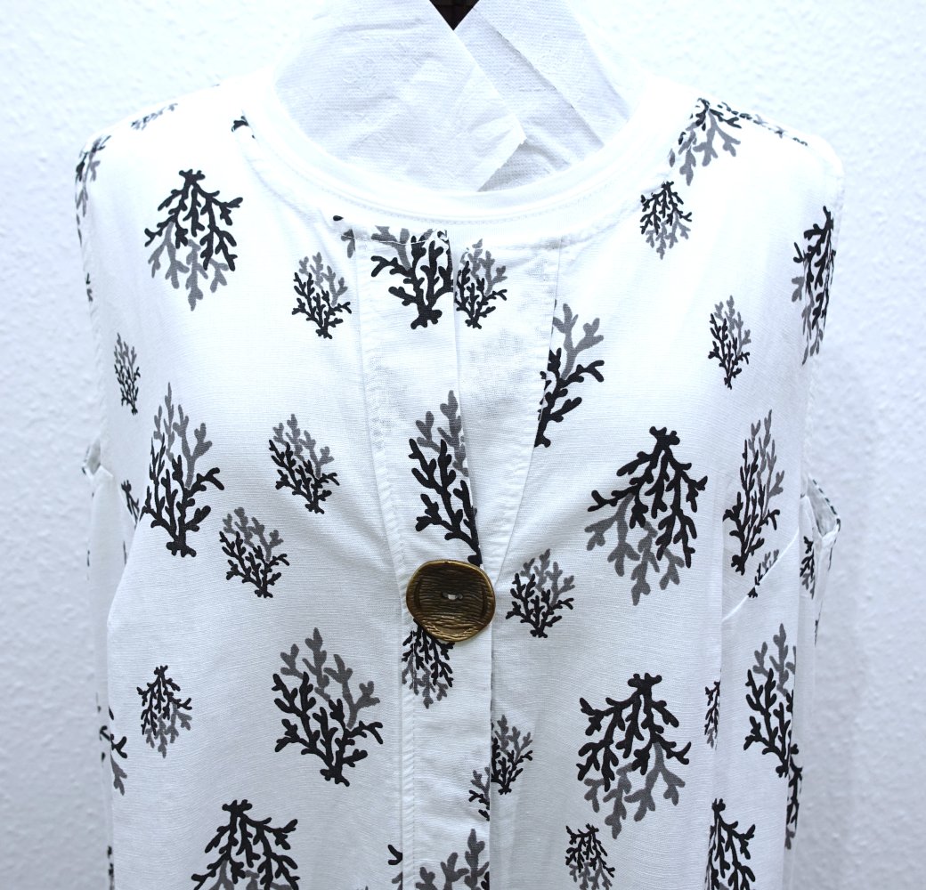 Kleid mit Korallenmuster, vokuhila, Leinen oder Baumwolle, 42/44