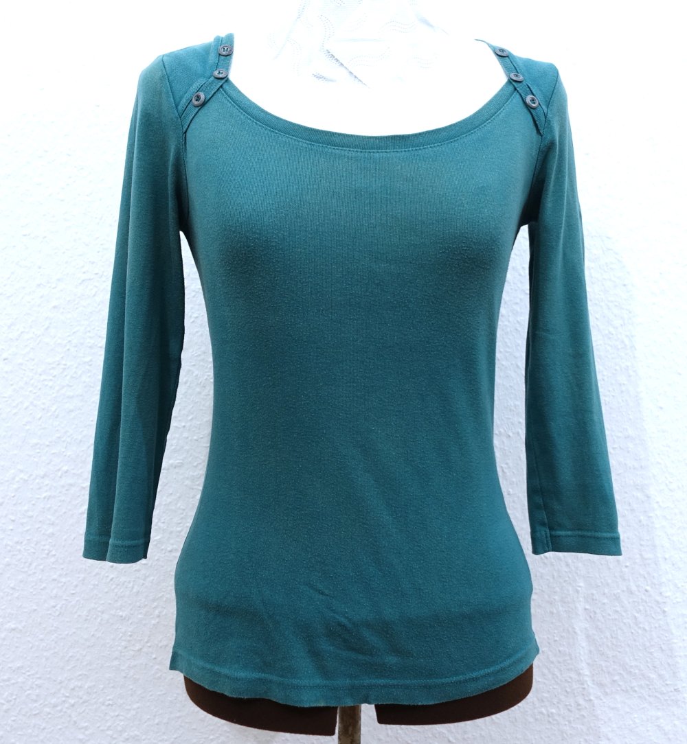 AJC Pullover mit 3/4-Ärmeln, Used/Distressed Look, petrol, Gr. 36