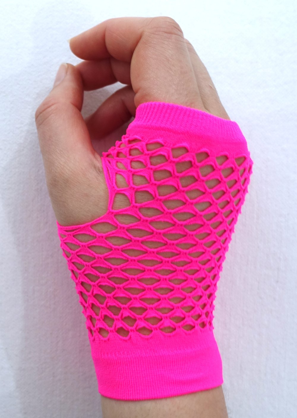 1 Paar fingerlose Netzhandschuhe, pink, neon ✮NEU✮