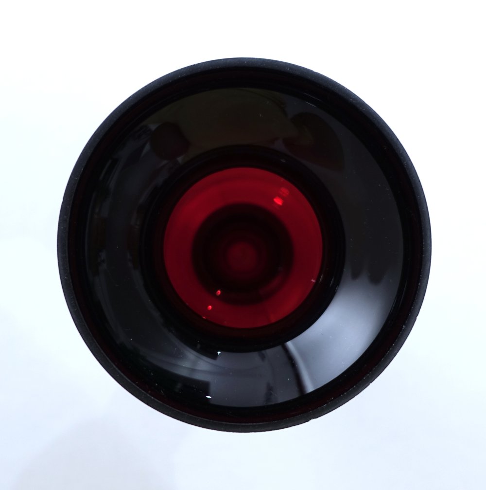 Körbchen + Vase | Kelch aus Glas, bordeauxrot, blutrot