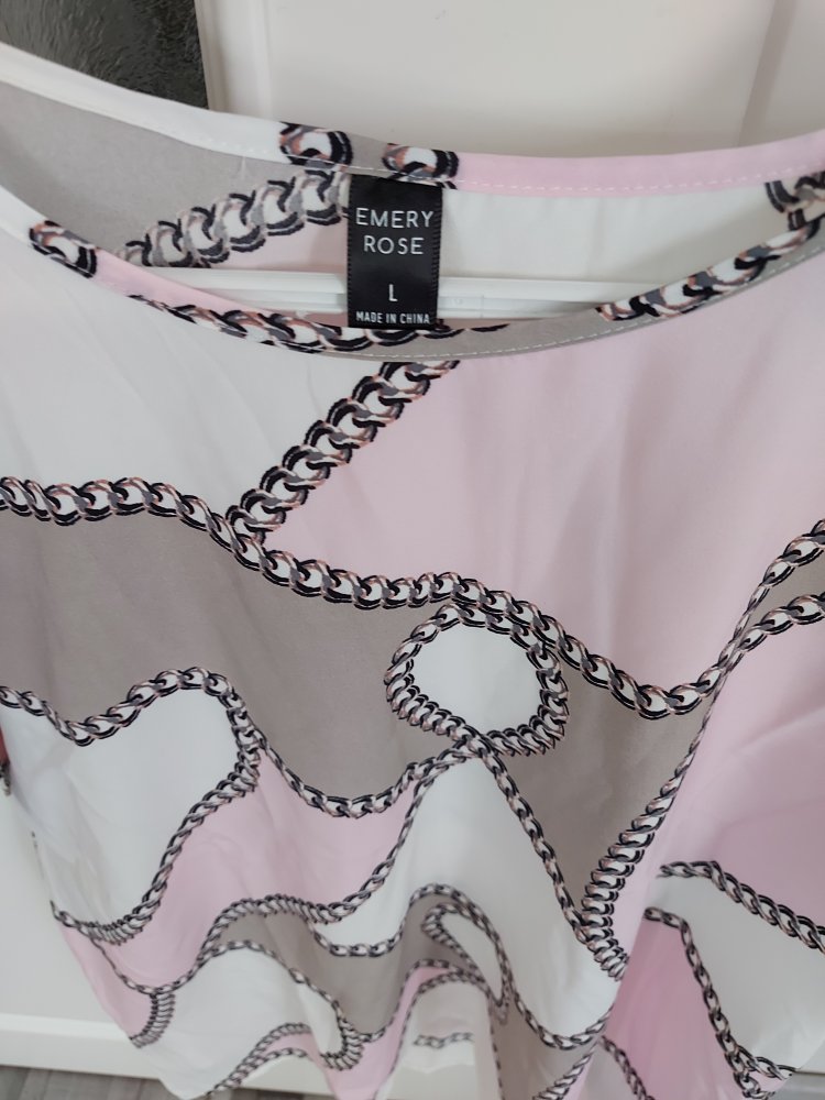 Sehr schönes Top Bluse Tshirt in Rosa Grau Weiss gr.L XL 