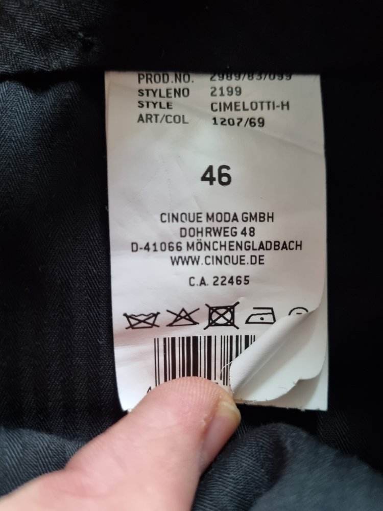 Herren Sakko - Cinque CIMELOTTI-S (Marine) Größe 48; Herren Anzughose - Cinque CIMELOTTI-H (Marine) Größe 46