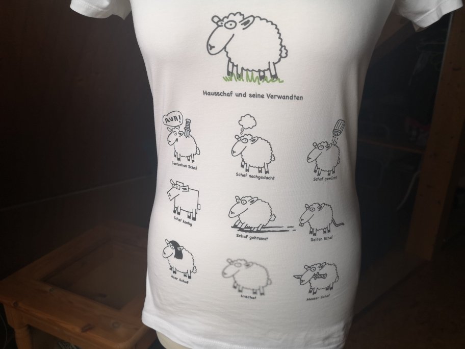 Spreadshirt T-Shirt Damen 100% BW weiß Schafe Schäfchen S