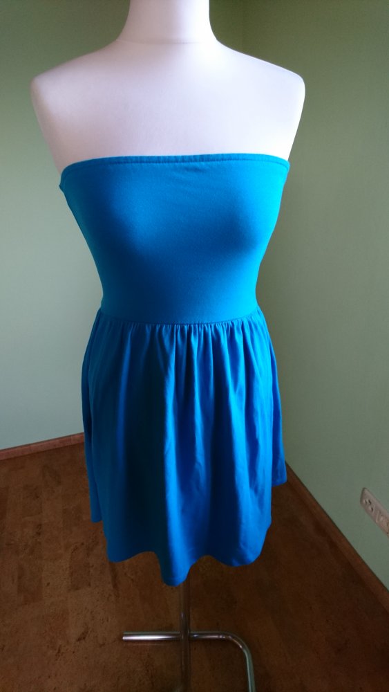 Kleid schulterfrei FBsister türkis blau M/38 Details