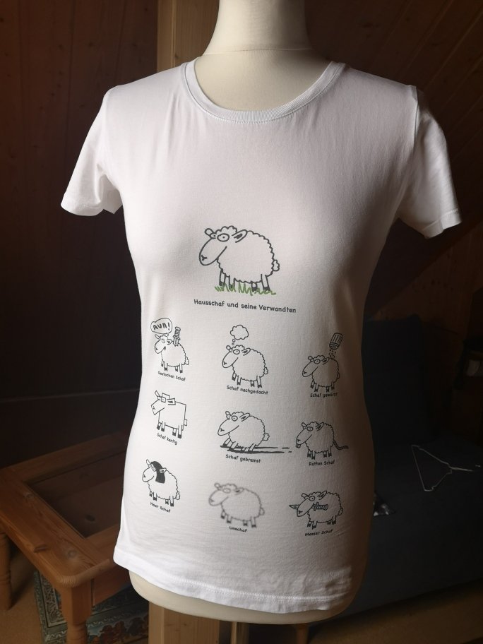 Spreadshirt T-Shirt Damen 100% BW weiß Schafe Schäfchen S