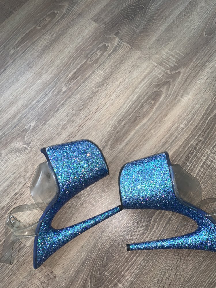 Damen shuhe mit Absatz pleaser blau Glitzer / high heels 