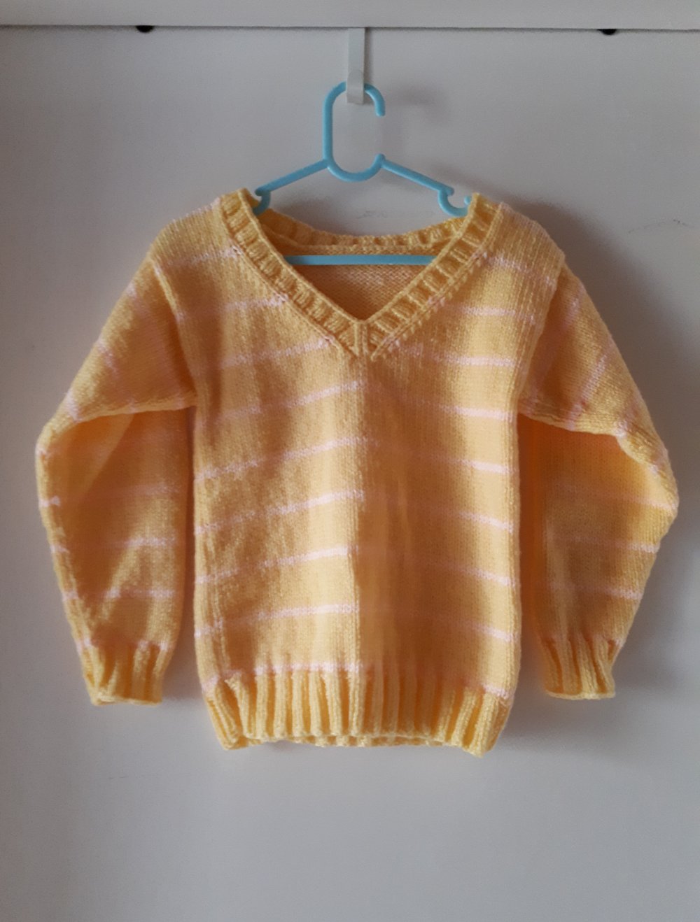 Mädchenpullover in gelb rosa selfmade Größe 92/96 ca. 2 Jahre Kinderpullover
