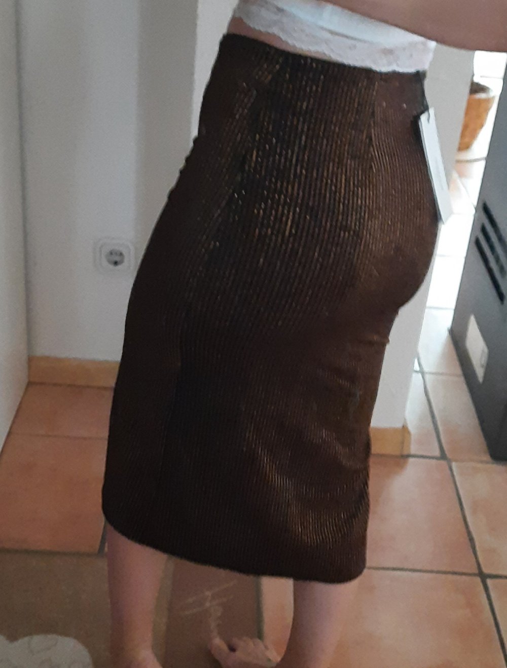 Soaked Midi Schlauchrock mit Schlitz glitzer S