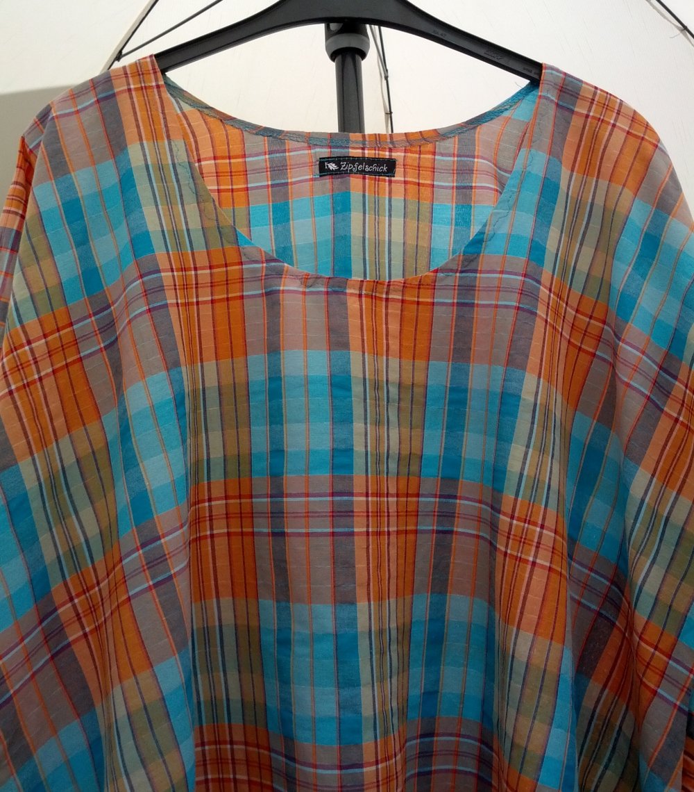 Bluse Tunika * Gr. 50 - 56 * orange türkis kariert 