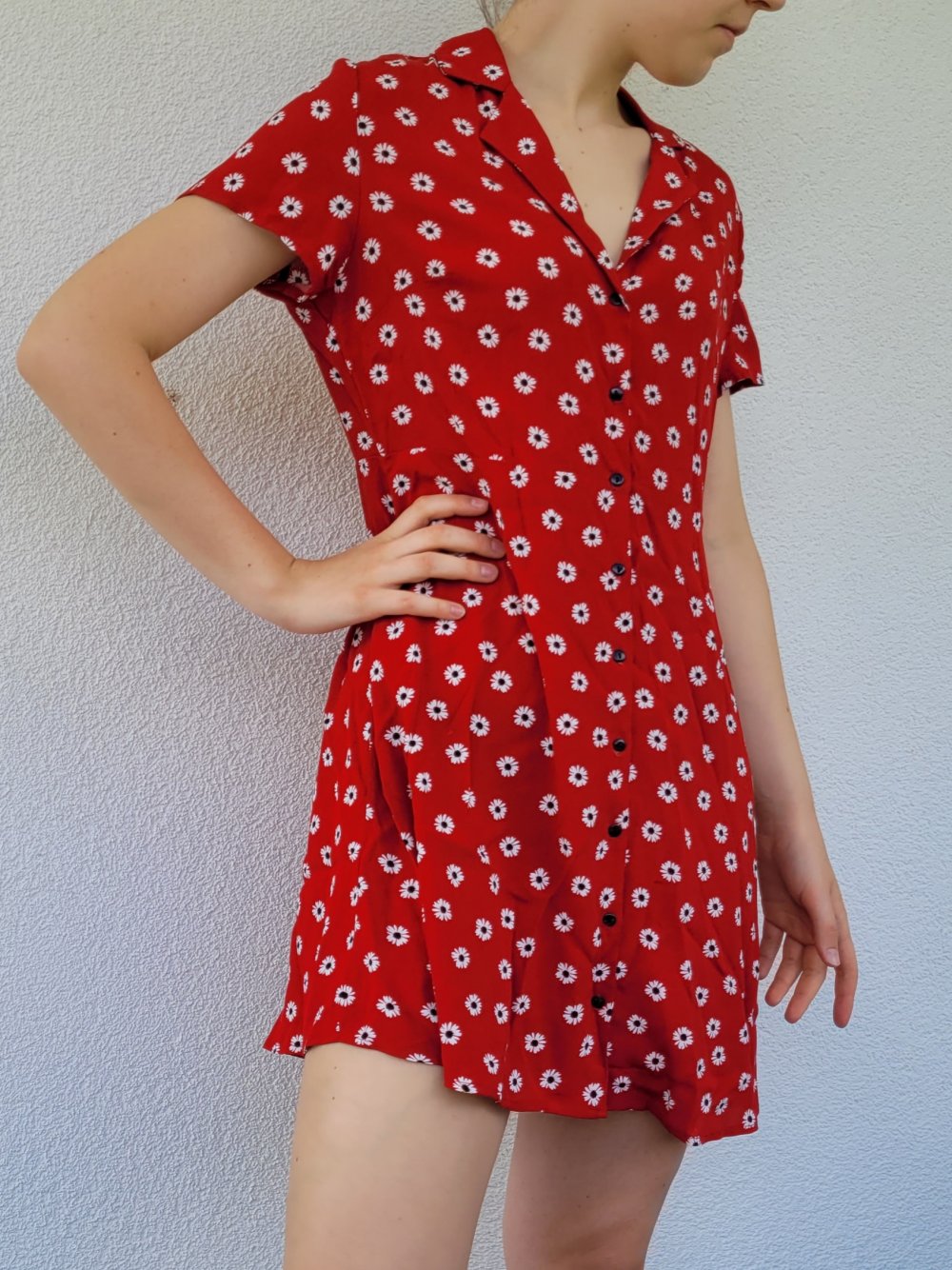 Sommerkleid Rot mit Blumen