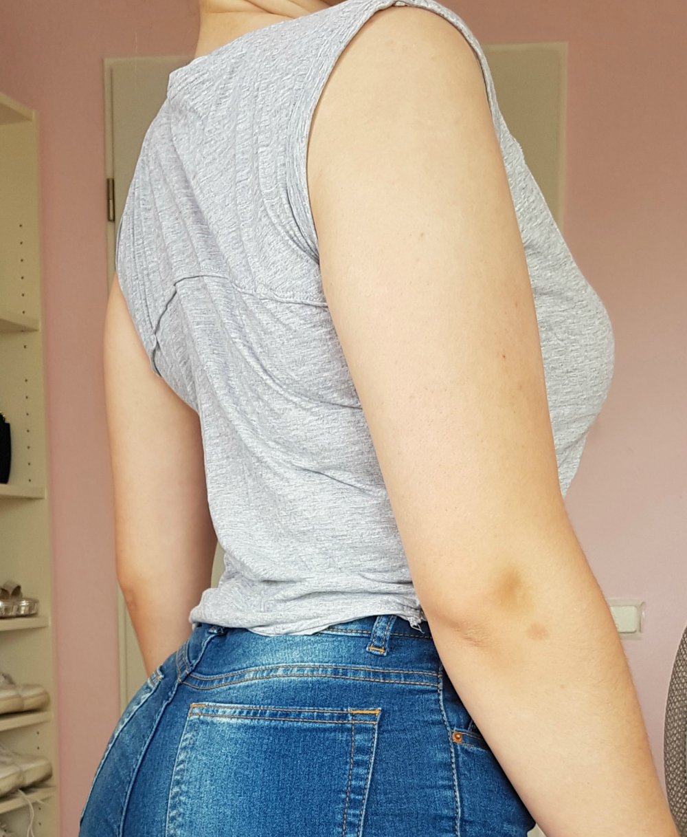 Croptop Shirt bauchfrei New Yorker Grau