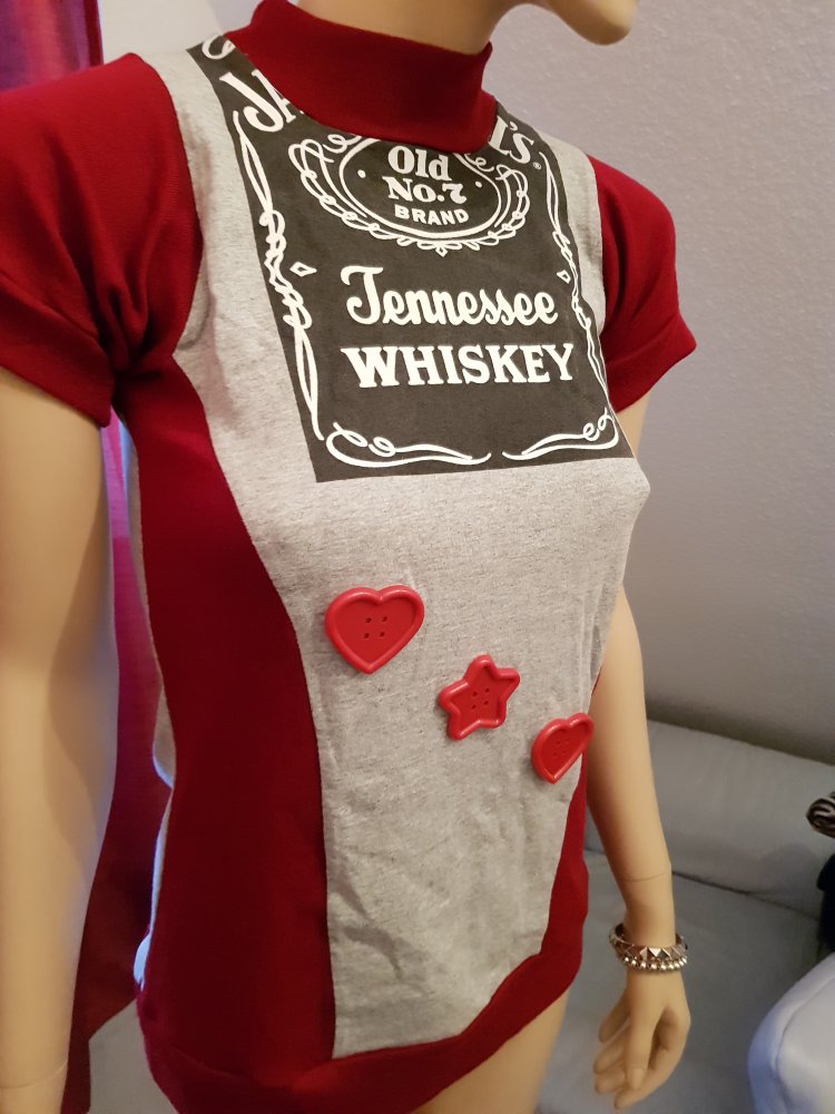 Jack Daniels Tennessee Whiskey T-Shirt Gr. M / 38 kawaii rot grau Herzen