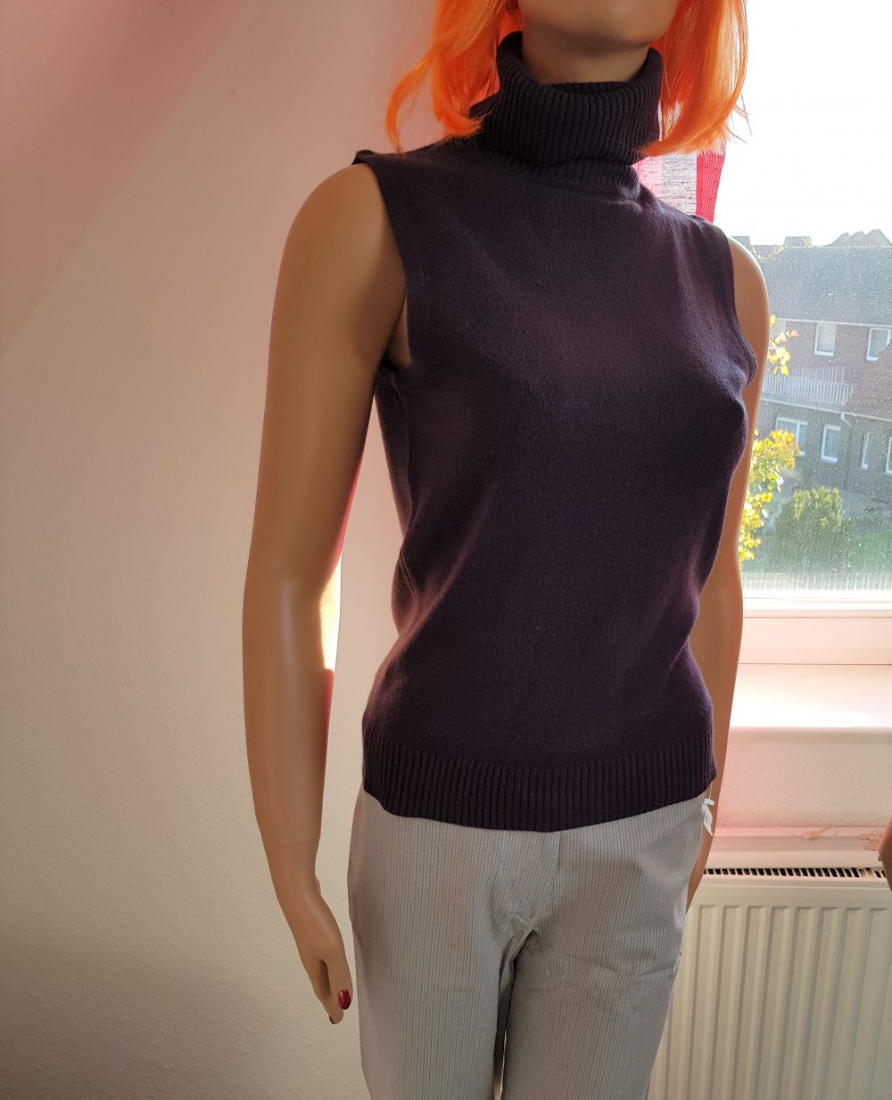 Business Top Gr. 40 / L mit Kragen warm lila Meeting klassisch Pullunder