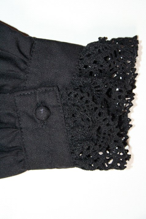 ANDERSARTIG gothic & fashion extreme Hemd schwarz Shirt Rüschenbesatz an Kragen Brust und Ärmeln Größe L