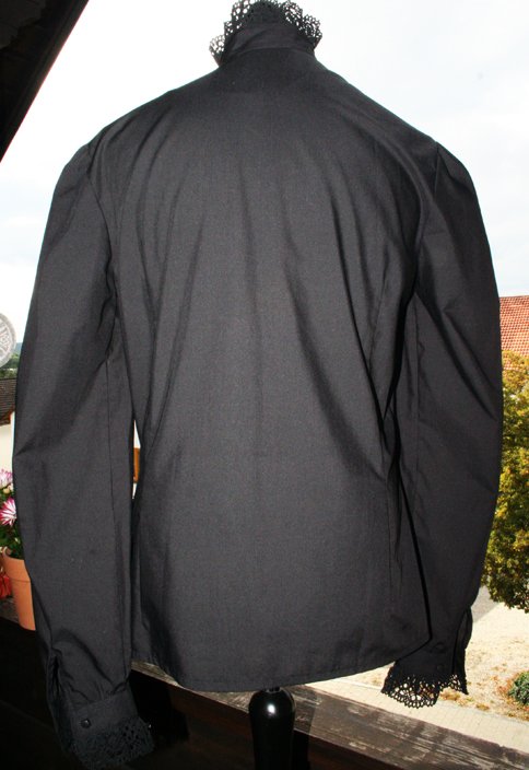 ANDERSARTIG gothic & fashion extreme Hemd schwarz Shirt Rüschenbesatz an Kragen Brust und Ärmeln Größe L