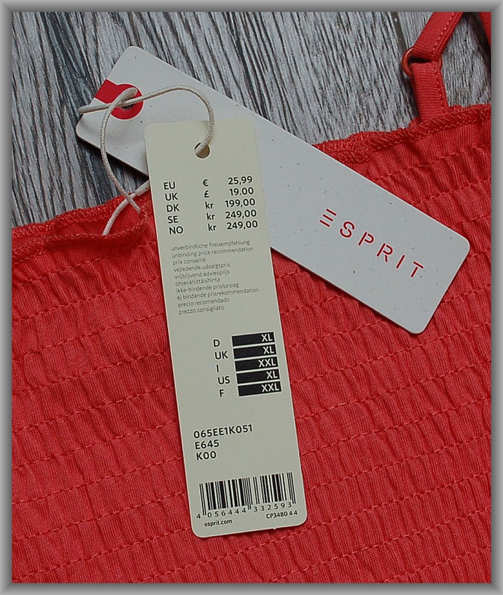 NEU! VK 26 € - Esprit Top in Coral 100% Baumwolle Gr. S 36 Bluse Shirt Tunika
