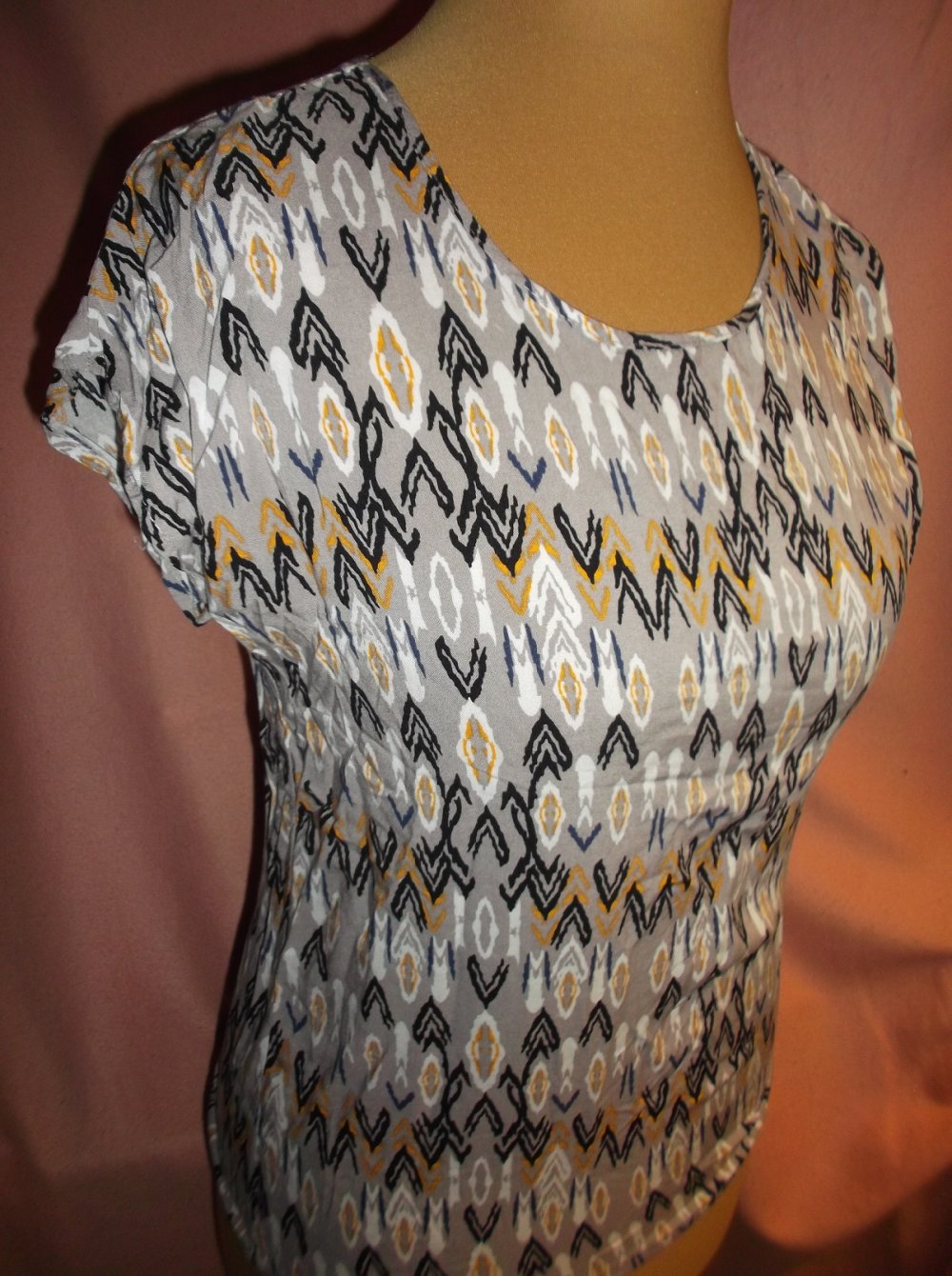 Vero Moda Damen Sommer Shirt Gr.S 38 grau gemustert