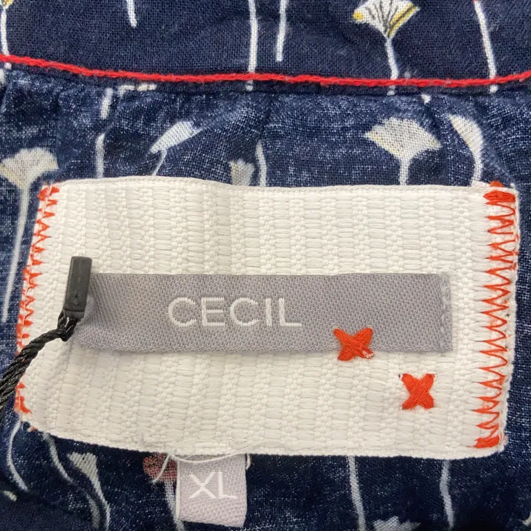Cecil Damen Marken Bluse Gr.M 40 dklblau bestickt