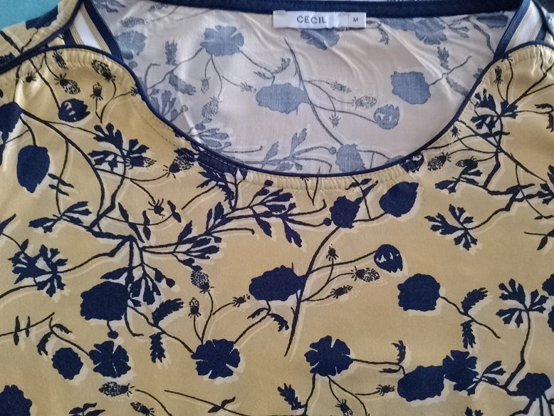 Cecil Damen Marken Shirt Bluse Gr.L 44 curry geblümt