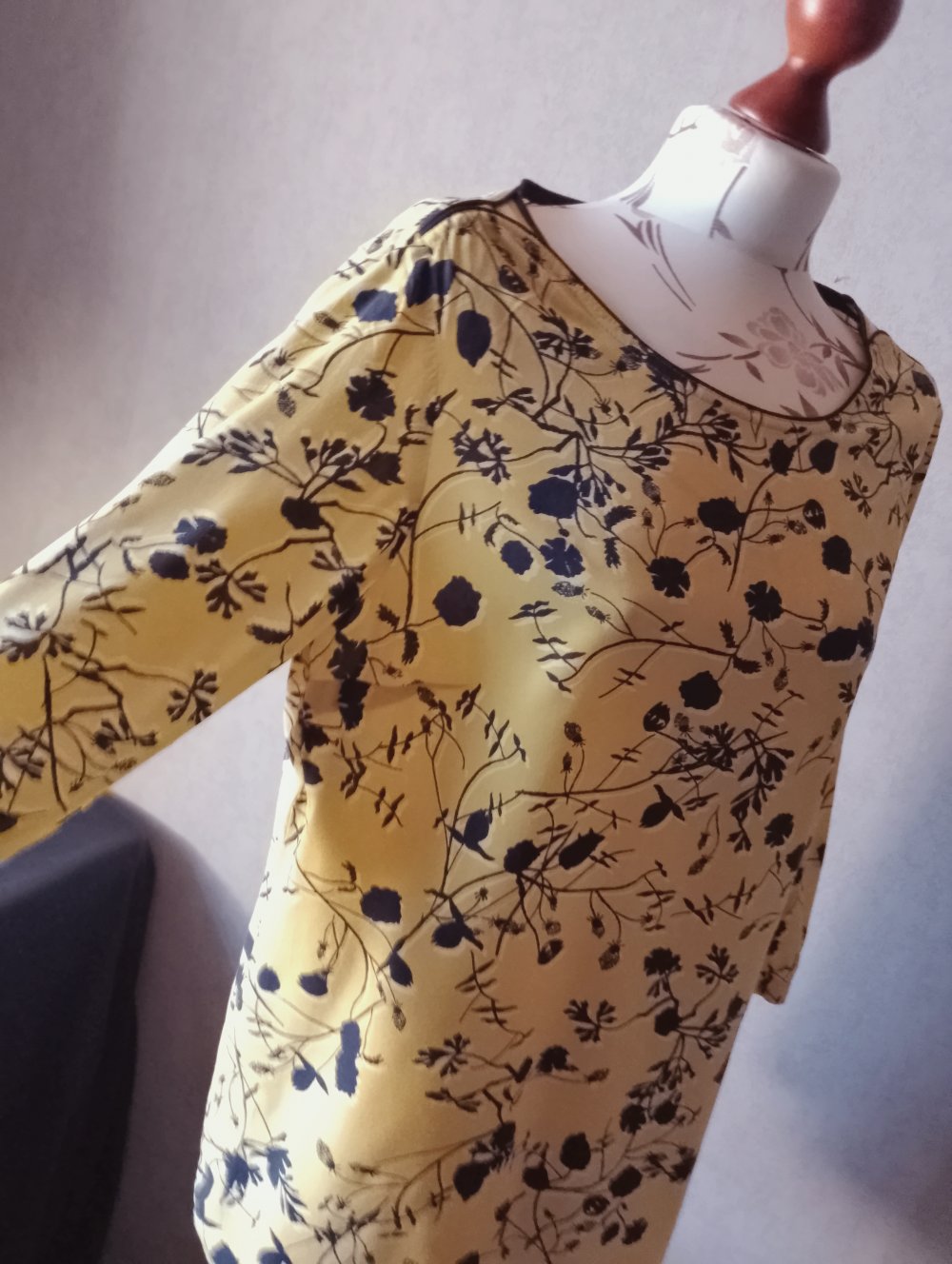 Cecil Damen Marken Shirt Bluse Gr.L 44 curry geblümt