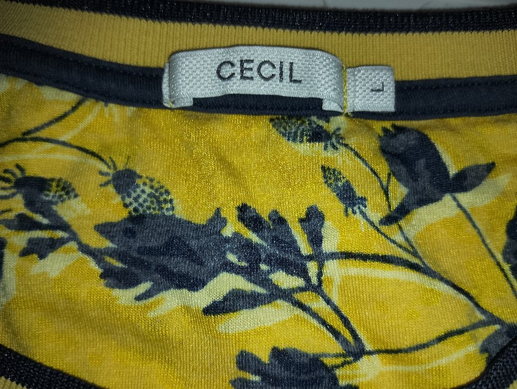 Cecil Damen Marken Shirt Bluse Gr.L 44 curry geblümt