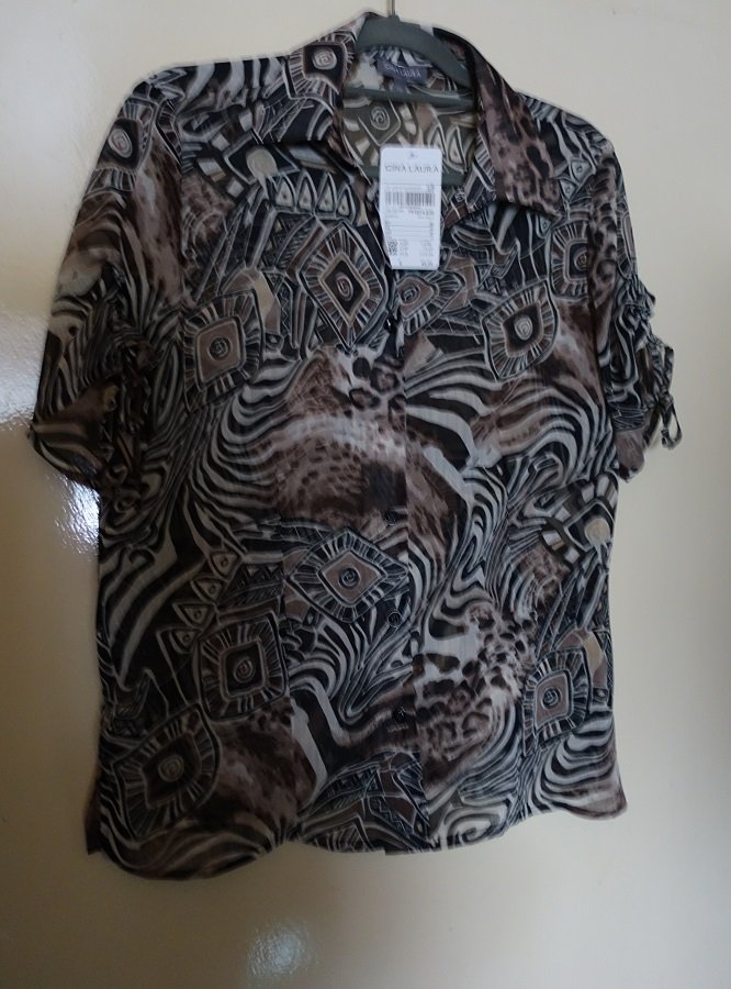 Gina Laura Damen Marken Bluse Gr.40 braun gemustert Neu m. Etik.