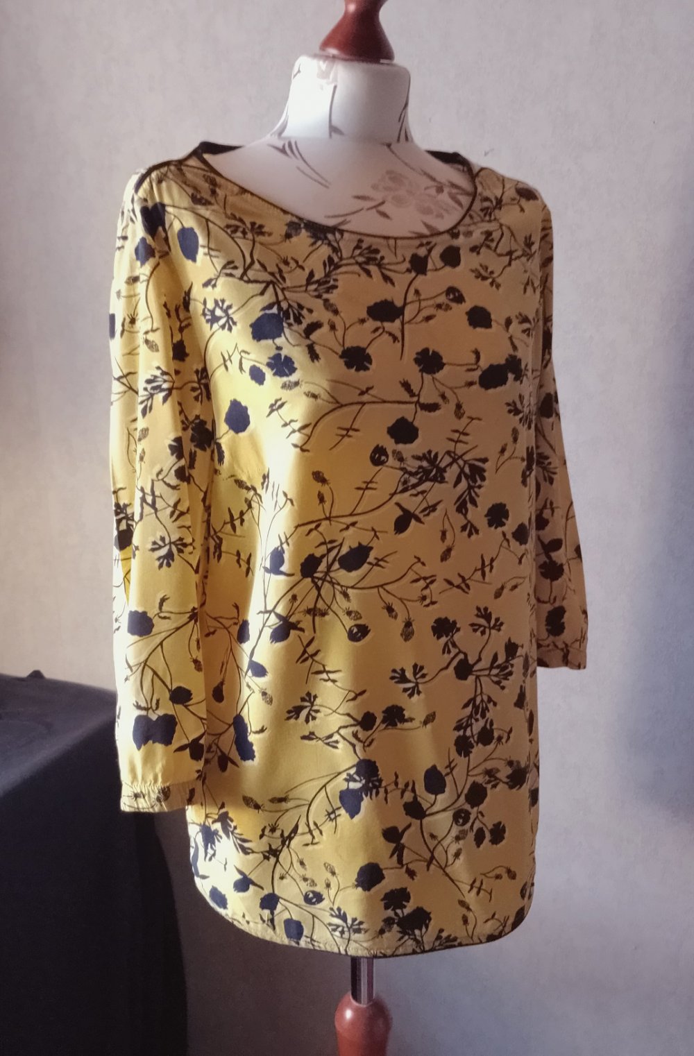 Cecil Damen Marken Shirt Bluse Gr.L 44 curry geblümt