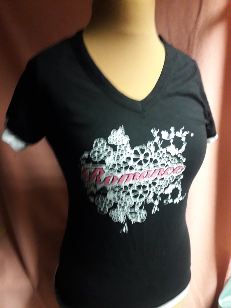 H&M Damen Sommer Tshirt / Motivshirt - Gr.S 36 schwarz Motivdruck NEU!