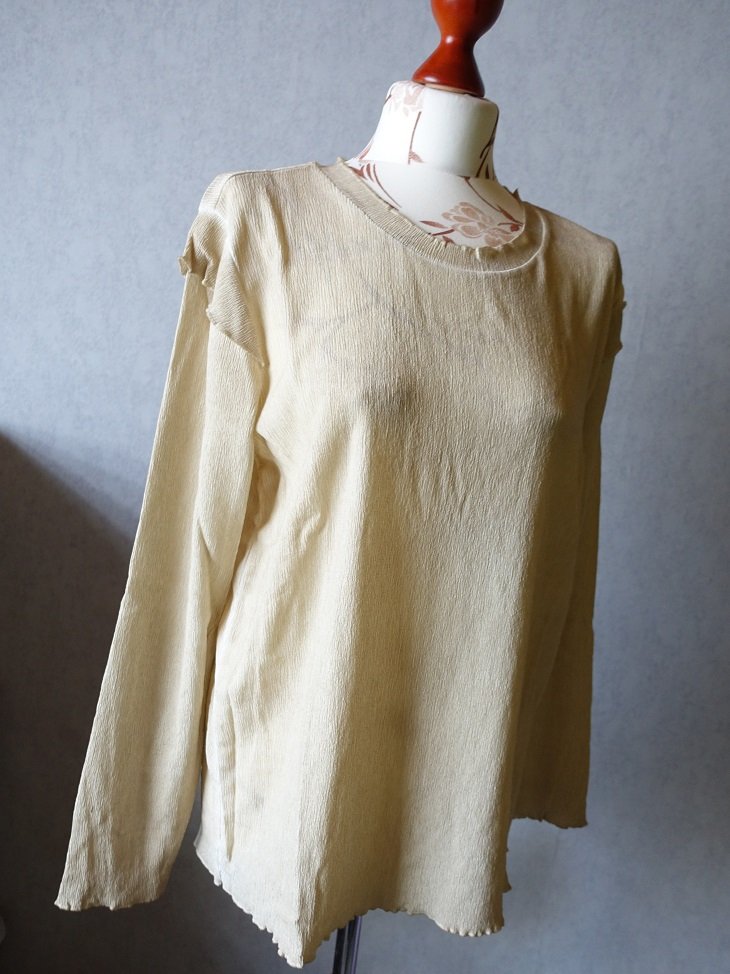 Linea Tesini Damen Langarmshirt Gr.42 beige neuw.