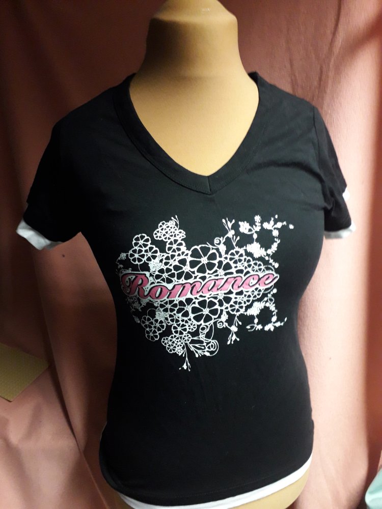 H&M Damen Sommer Tshirt / Motivshirt - Gr.S 36 schwarz Motivdruck NEU!