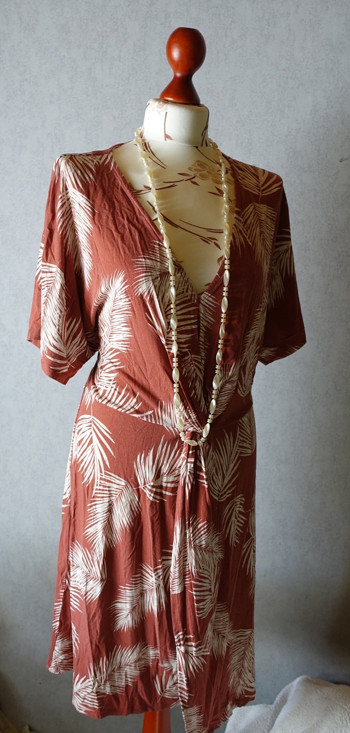 Lindex Damen Sommer Jersey Kleid Gr.M braun Blätter