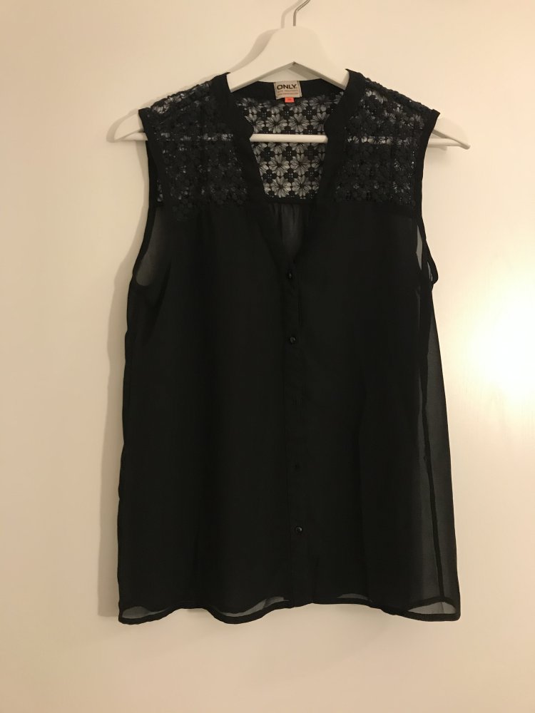 Kurzärmelige schwarze Bluse 
