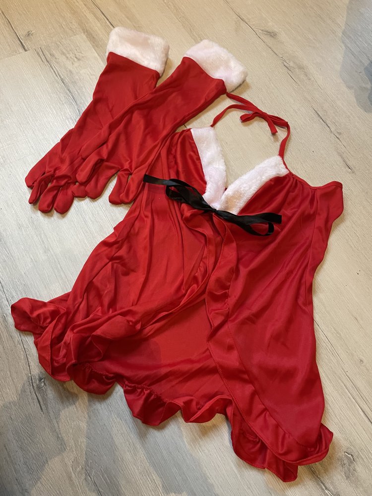 Weihnachtskleid mit Handschuhe s/m neu