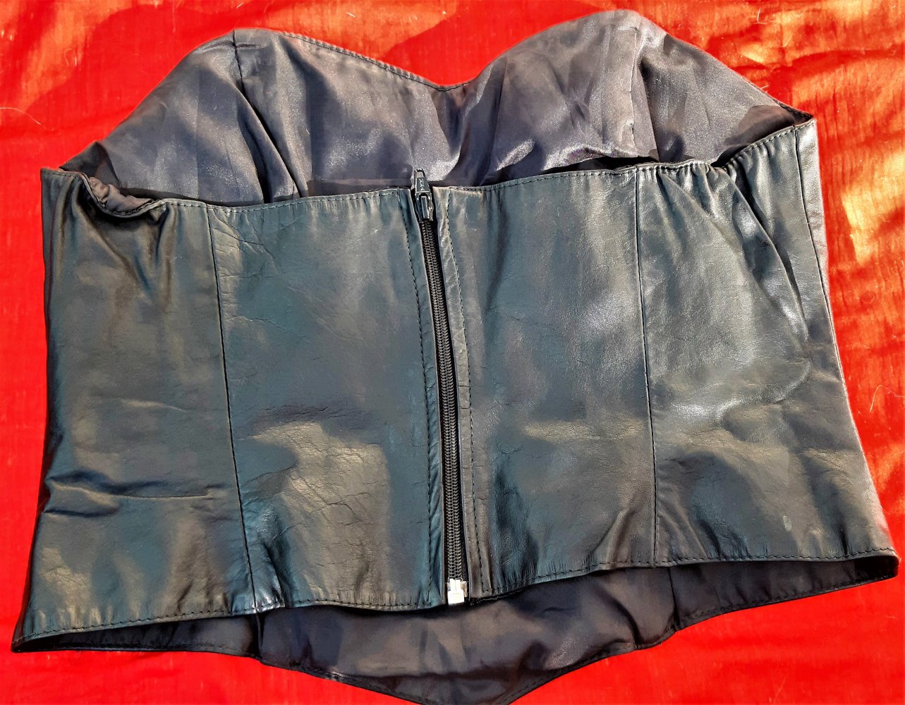 Leder Mieder Top schulterfrei Made in Argentina Gr. L= 40 braun