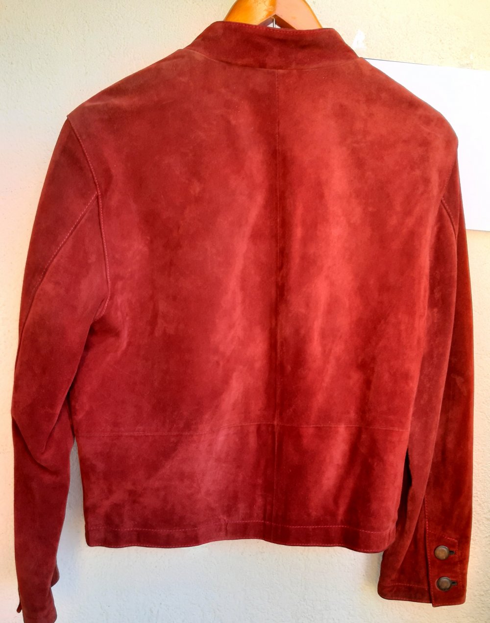 Trachten-Lederjacke Janker Wildleder weinrot Gr. 36 4 Taschen