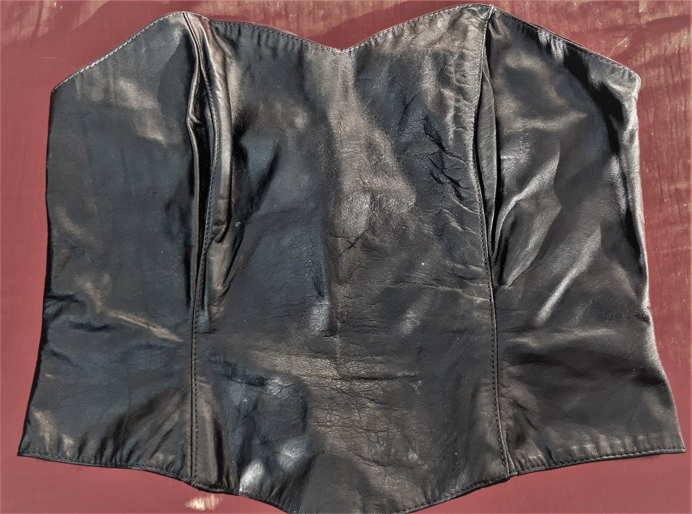 Leder Mieder Top schulterfrei Made in Argentina Gr. L= 40 braun