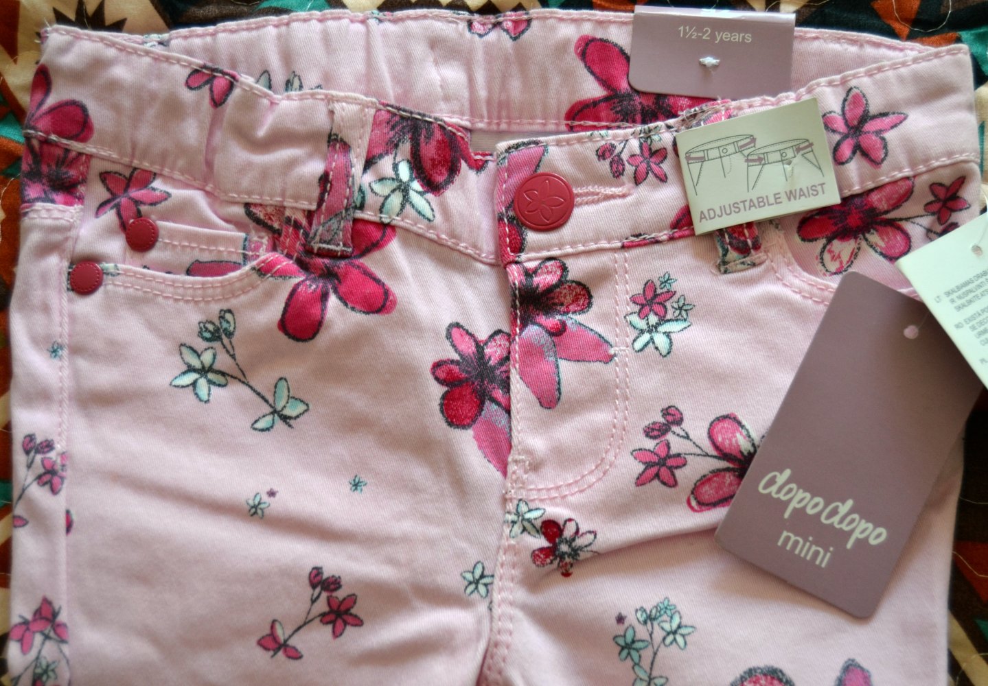 Rosa Blumenhose, Gr. 92, Marke: DopoDopo